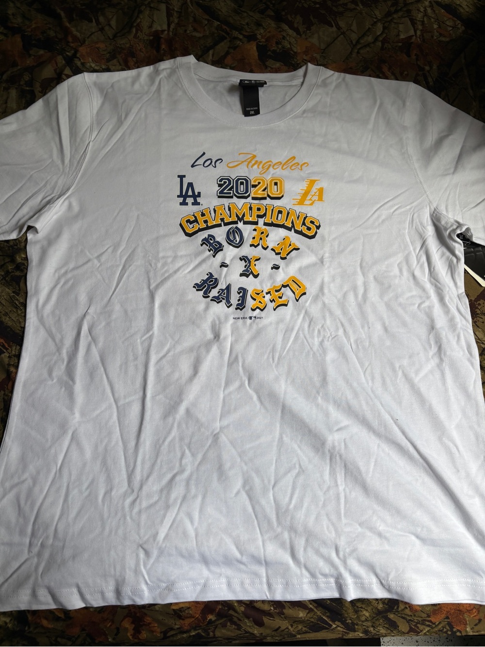 BORN X RAISED White Short-Sleeve Los Angeles 2020 Champions Graphic Tee